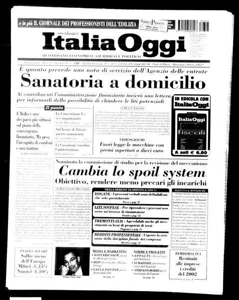 Italia oggi : quotidiano di economia finanza e politica